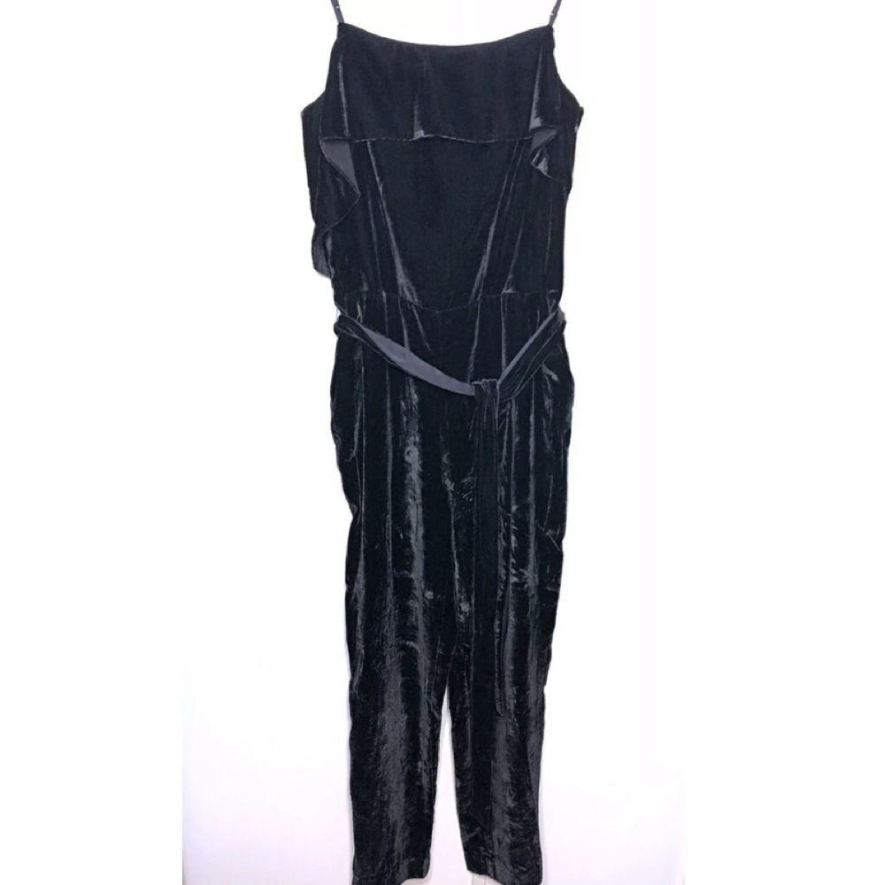 Banana Republic Black Velvet Cropped Jumpsuit - Picture 7 of 8